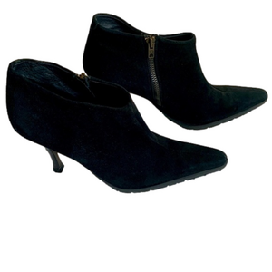 Bebe Black Suede Ankle Boots with Stiletto Heels & Side Zipper